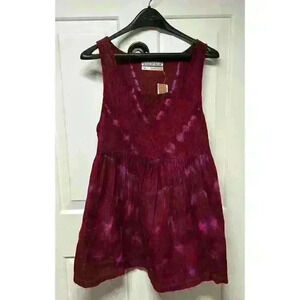 NWT UO Kimchi Blue Tie dye babydoll corduroy Dress pink Purple Sz Small